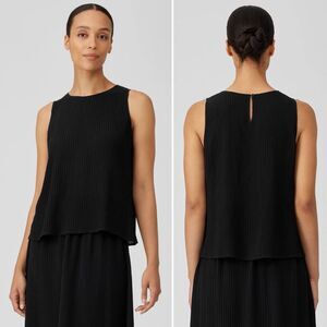 100% Silk Eileen Fisher Round Neck Tank Black XL